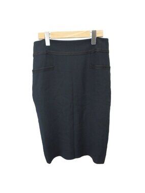 Chanel 02c Tight Skirt 38 Navy Knee Length Camellia Button PP